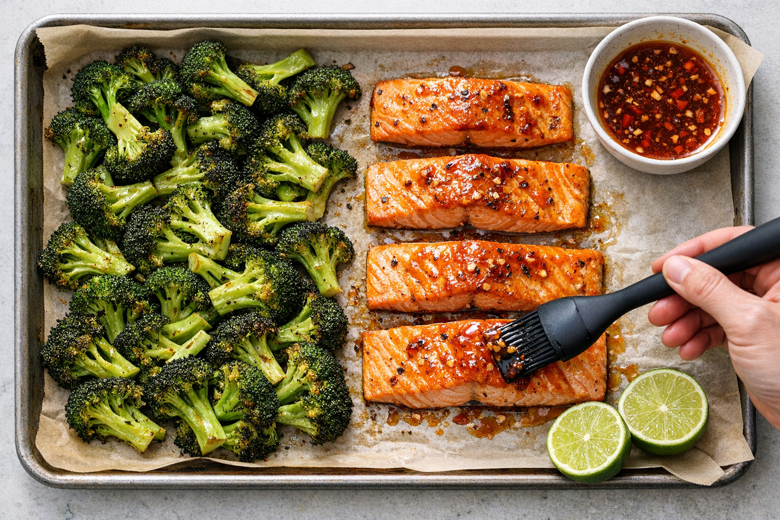 Chili Lime Baked Salmon with Broccoli & Quinoa