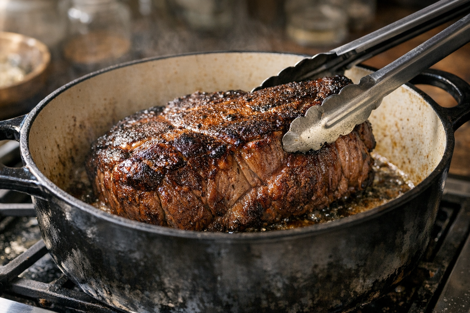 Oven-Braised Beef with Red Wine Onion Gravy