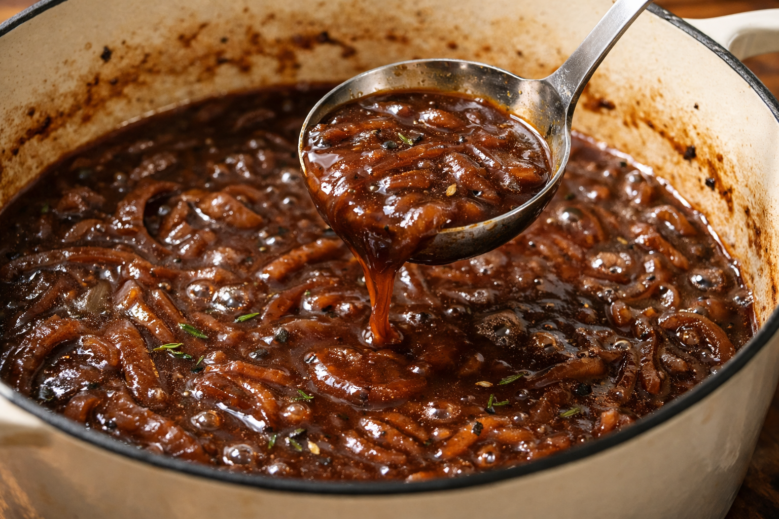 Oven-Braised Beef with Red Wine Onion Gravy