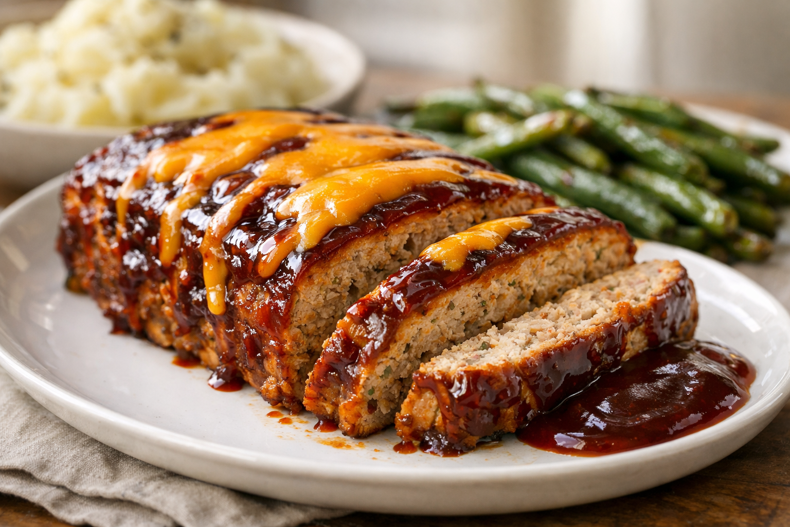BBQ Turkey Meatloaf with Cheddar Glaze (Oven-Baked)