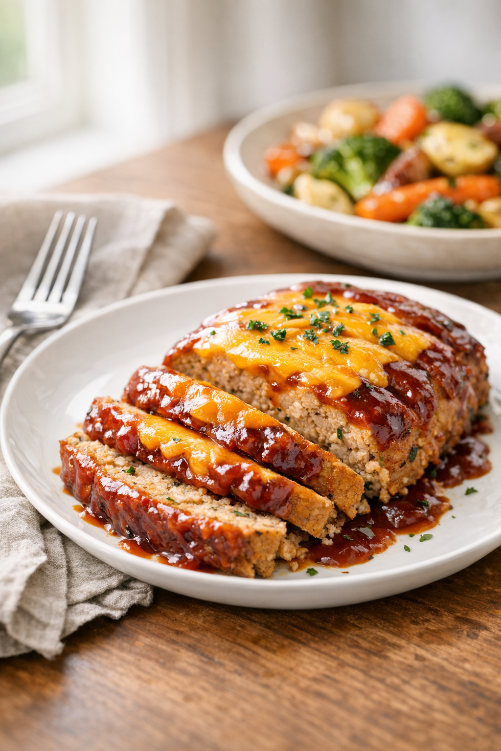 BBQ Turkey Meatloaf with Cheddar Glaze (Oven-Baked)