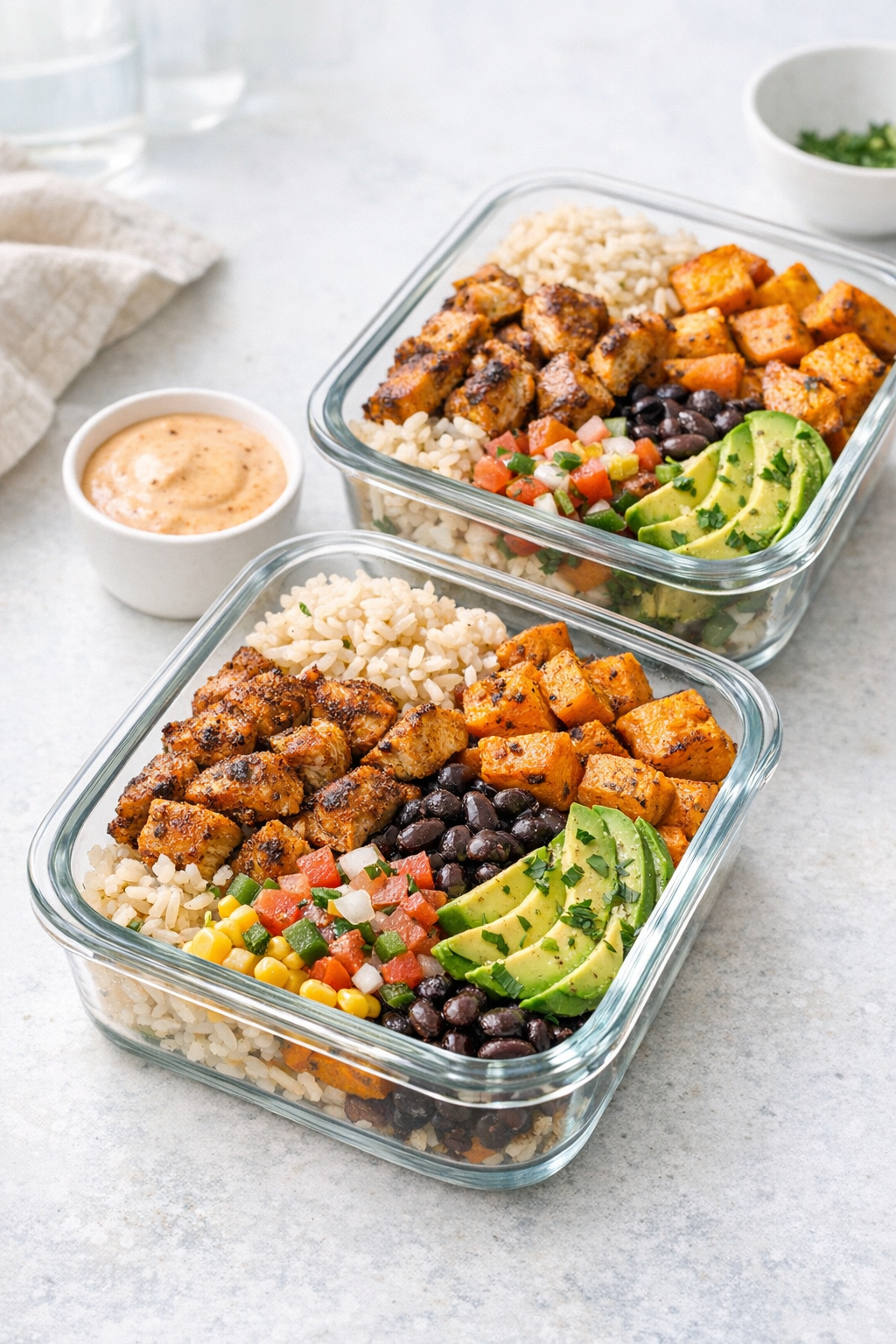Chipotle Chicken & Sweet Potato Meal Prep Bowls