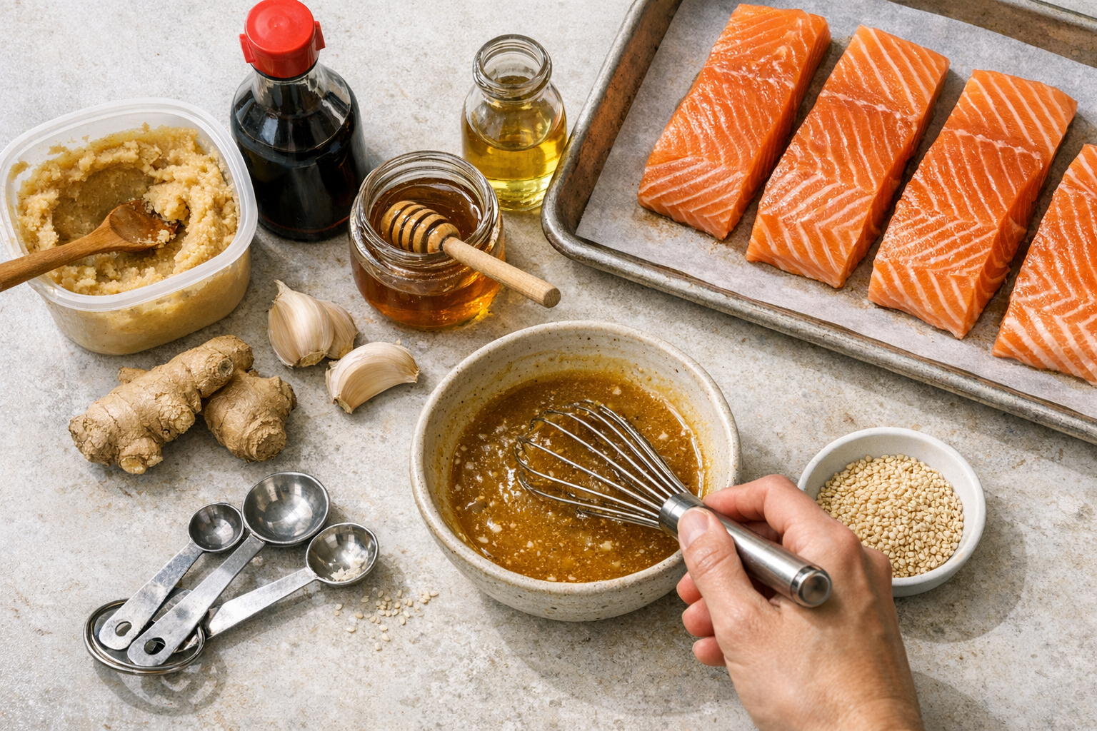 Miso-Roasted Salmon with Sesame Broccoli & Brown Rice