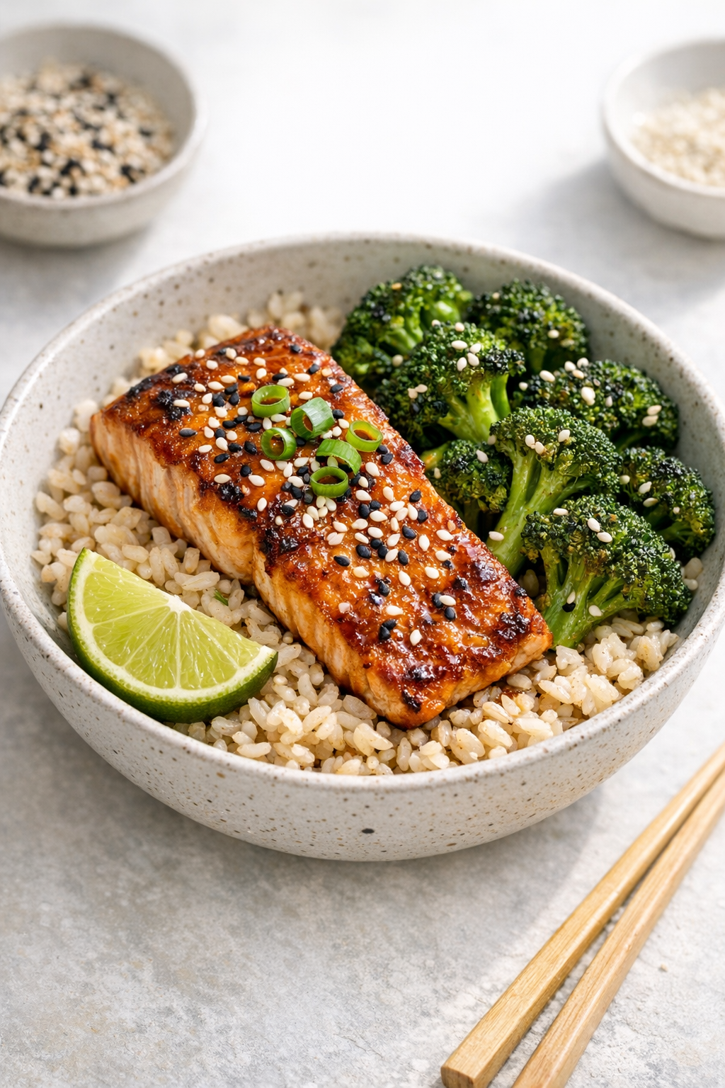 Miso-Roasted Salmon with Sesame Broccoli & Brown Rice