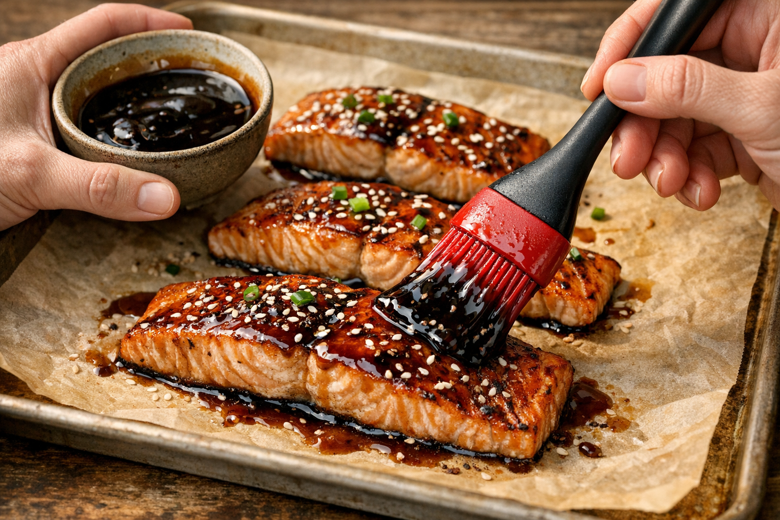 Baked Teriyaki Salmon with Sesame Green Beans