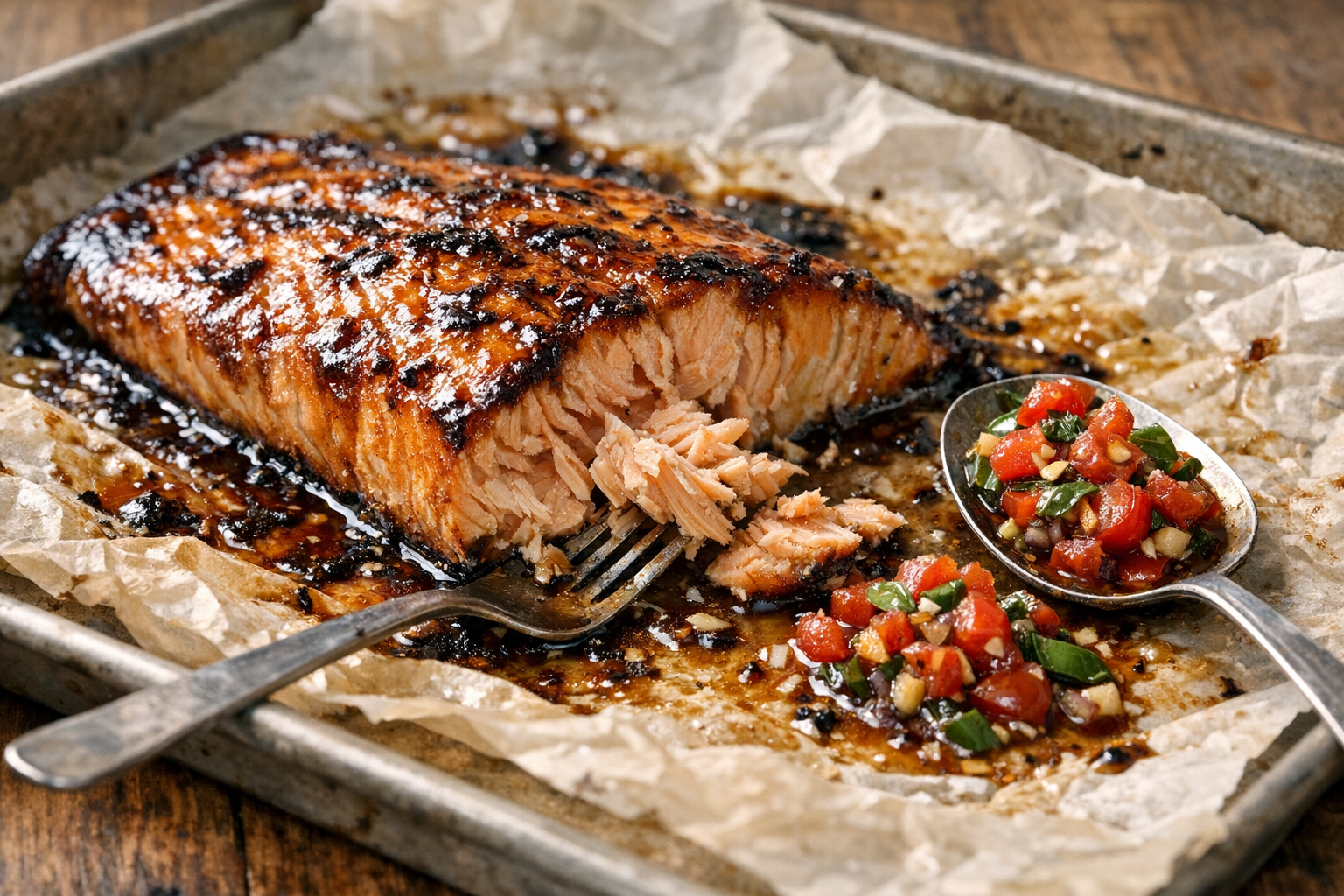 Balsamic Roasted Salmon with Tomato Basil Relish