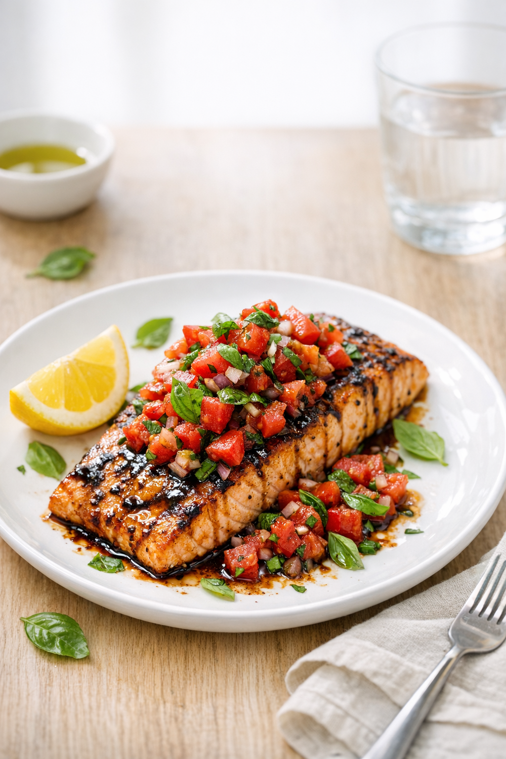 Balsamic Roasted Salmon with Tomato Basil Relish