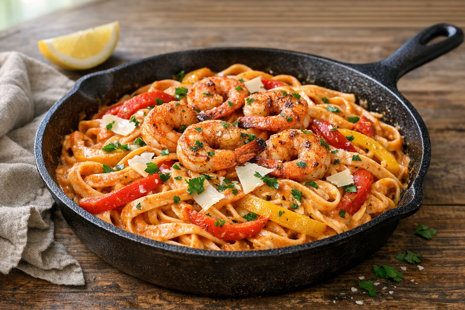 30-Minute Cajun Shrimp Pasta Skillet