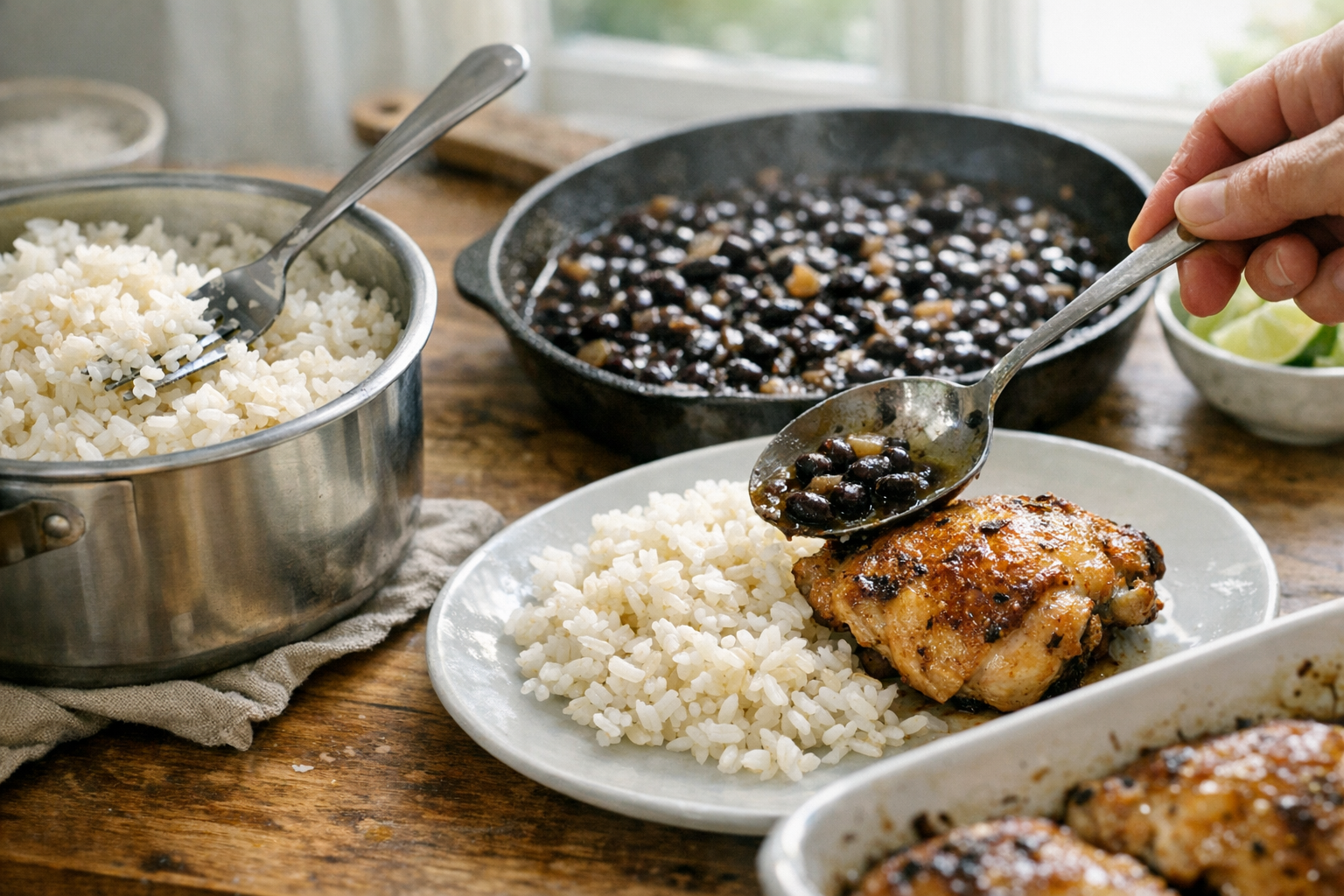 Smoky Paprika Baked Chicken Thighs (Rice & Beans)