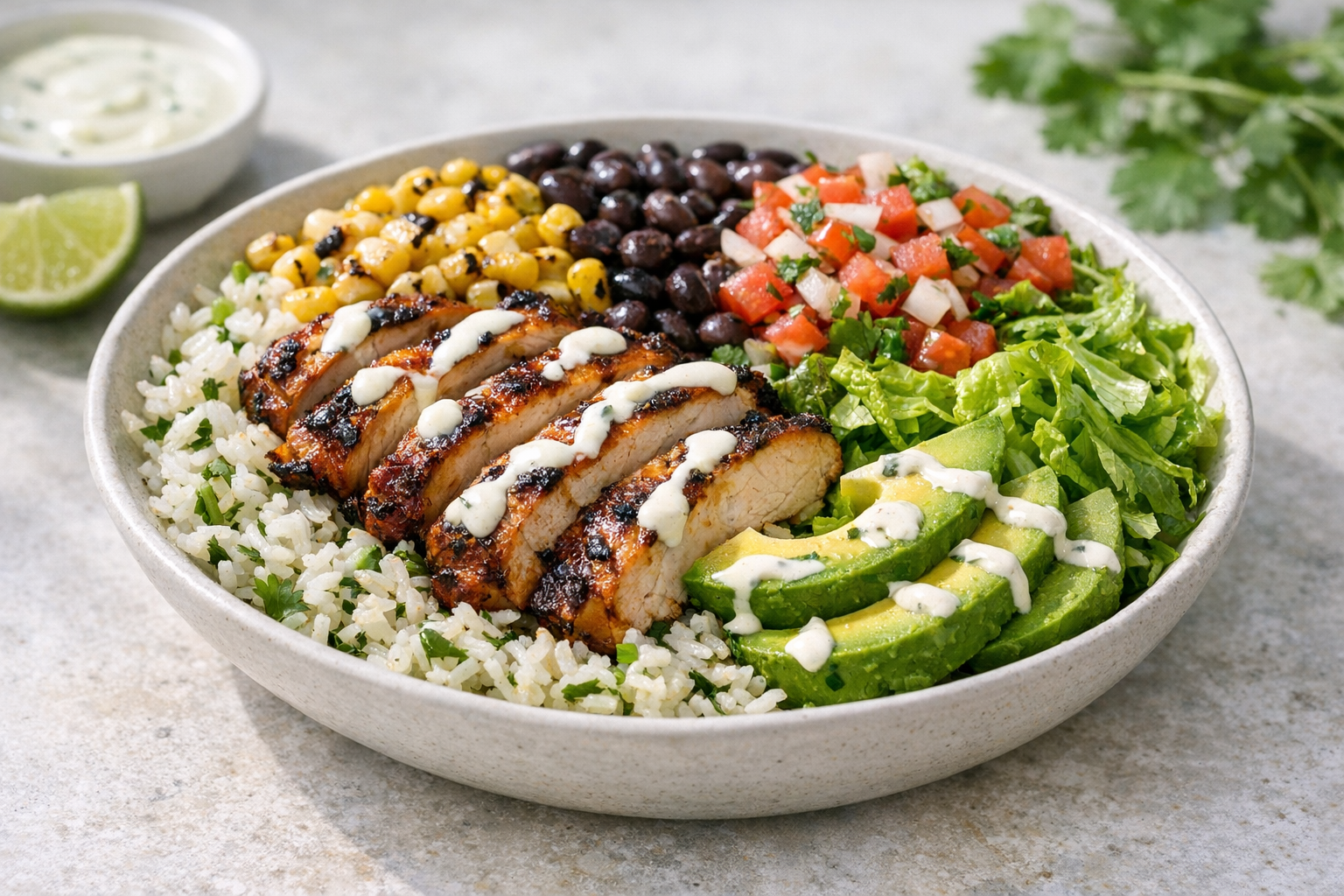 Chipotle Lime Chicken Meal Prep Burrito Bowls