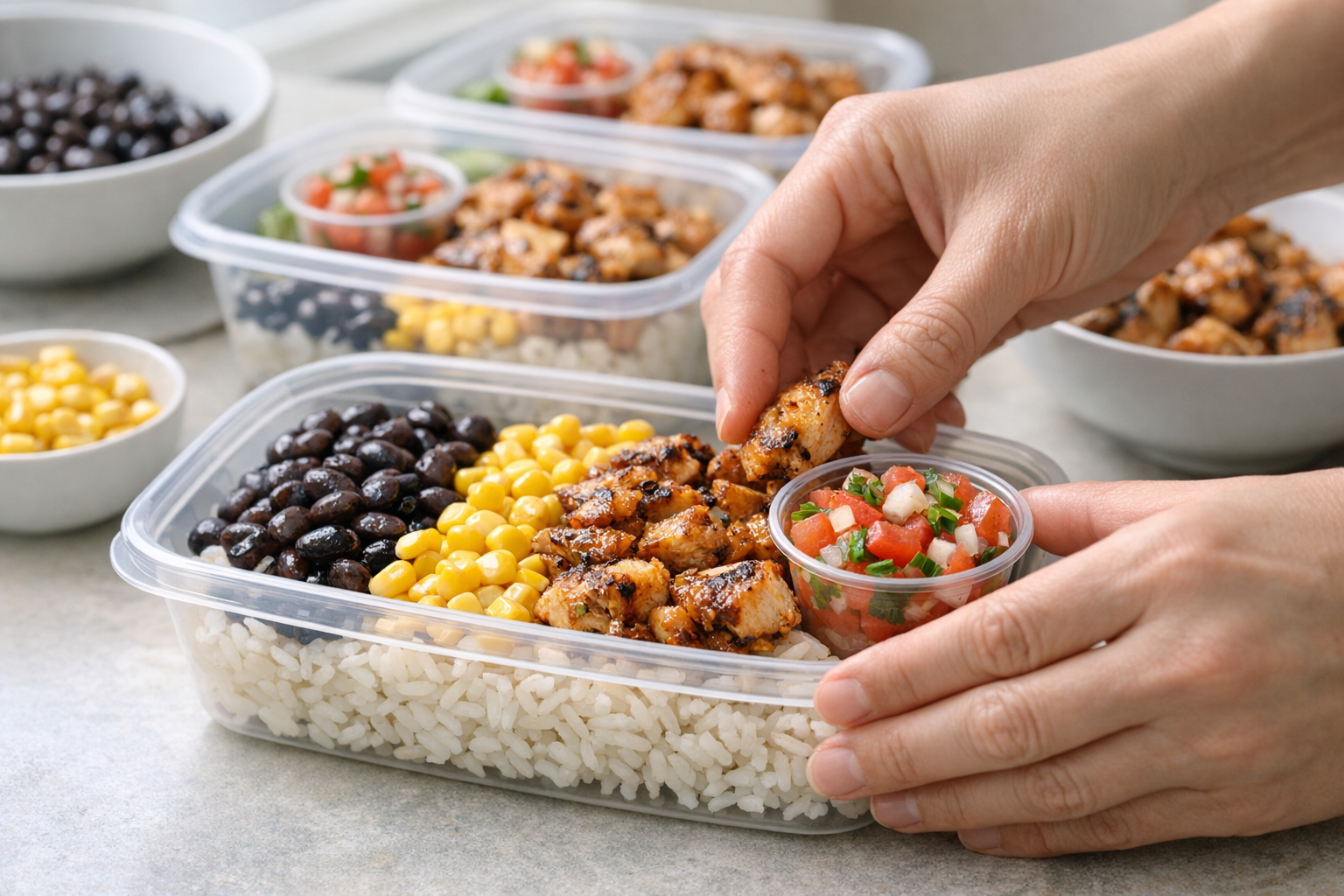 Chipotle Lime Chicken Meal Prep Burrito Bowls