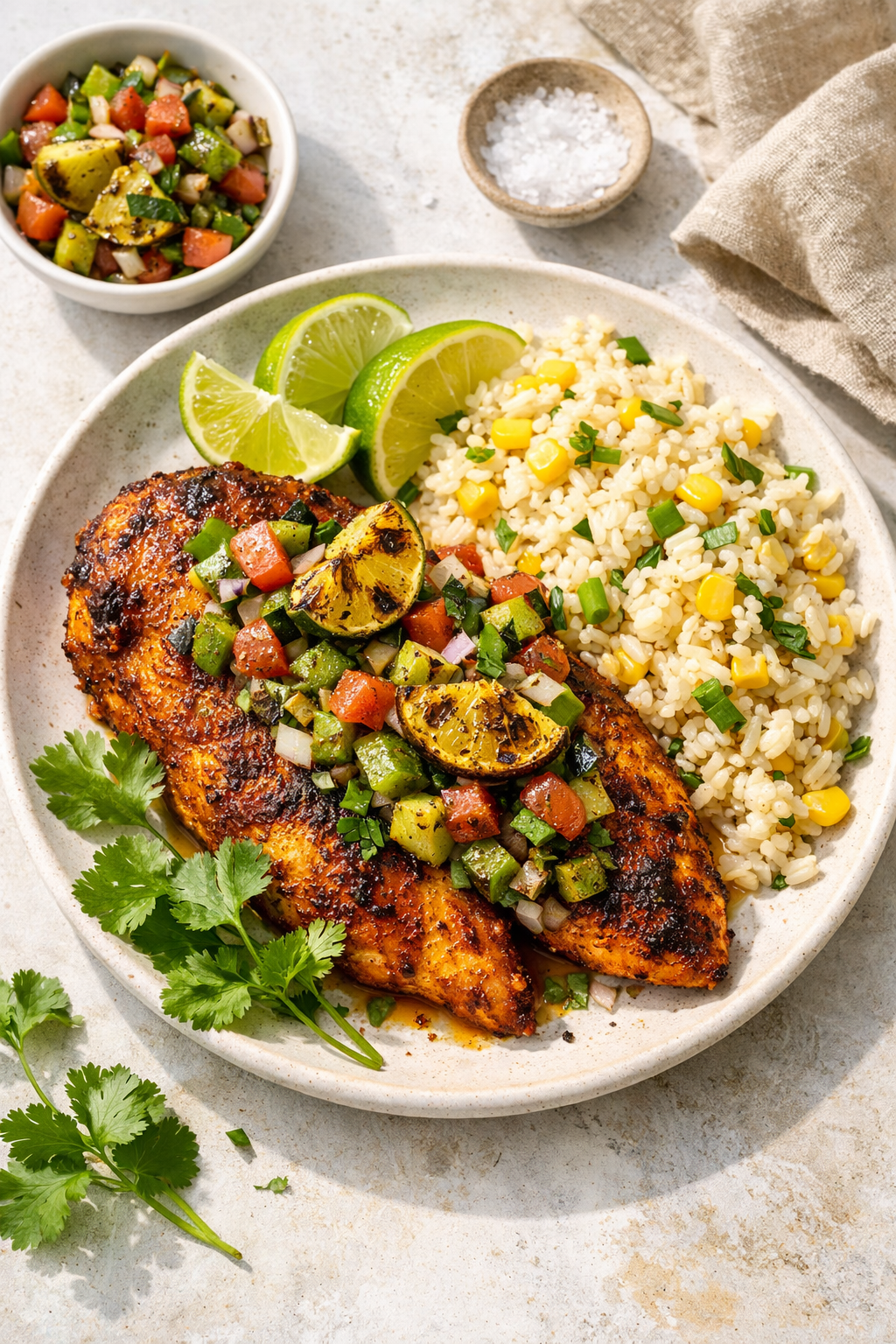 Smoky Paprika Grilled Chicken with Charred Lime Salsa recipe