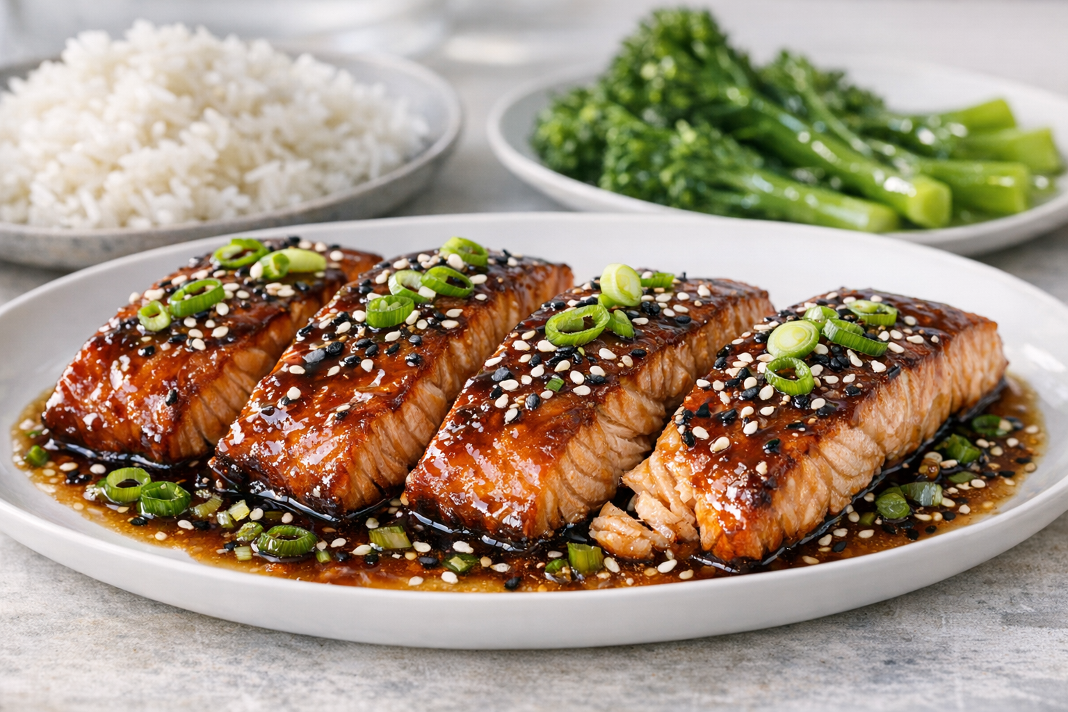 Baked Teriyaki Salmon with Sesame Scallion Glaze