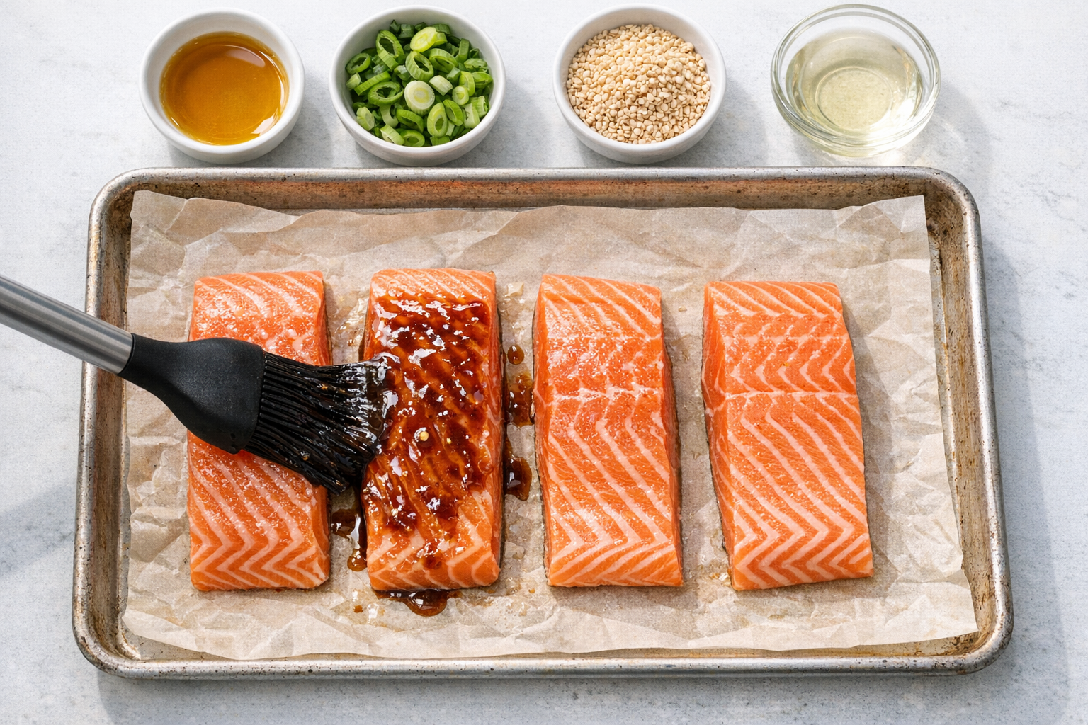 Baked Teriyaki Salmon with Sesame Scallion Glaze