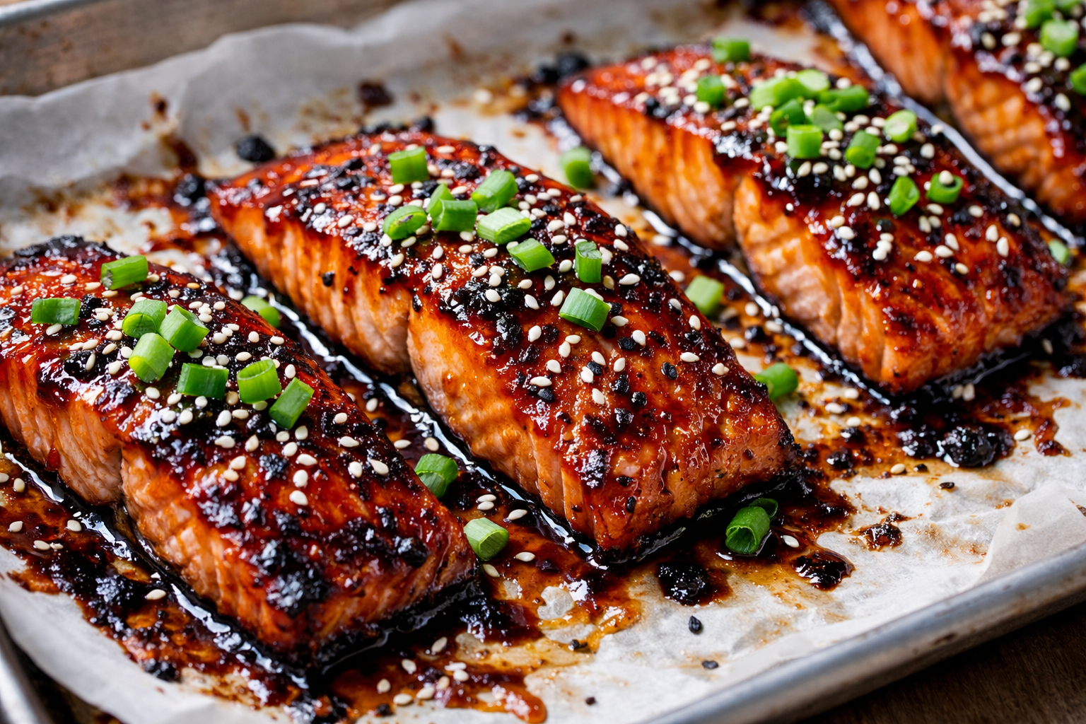 Baked Teriyaki Salmon with Sesame Scallion Glaze