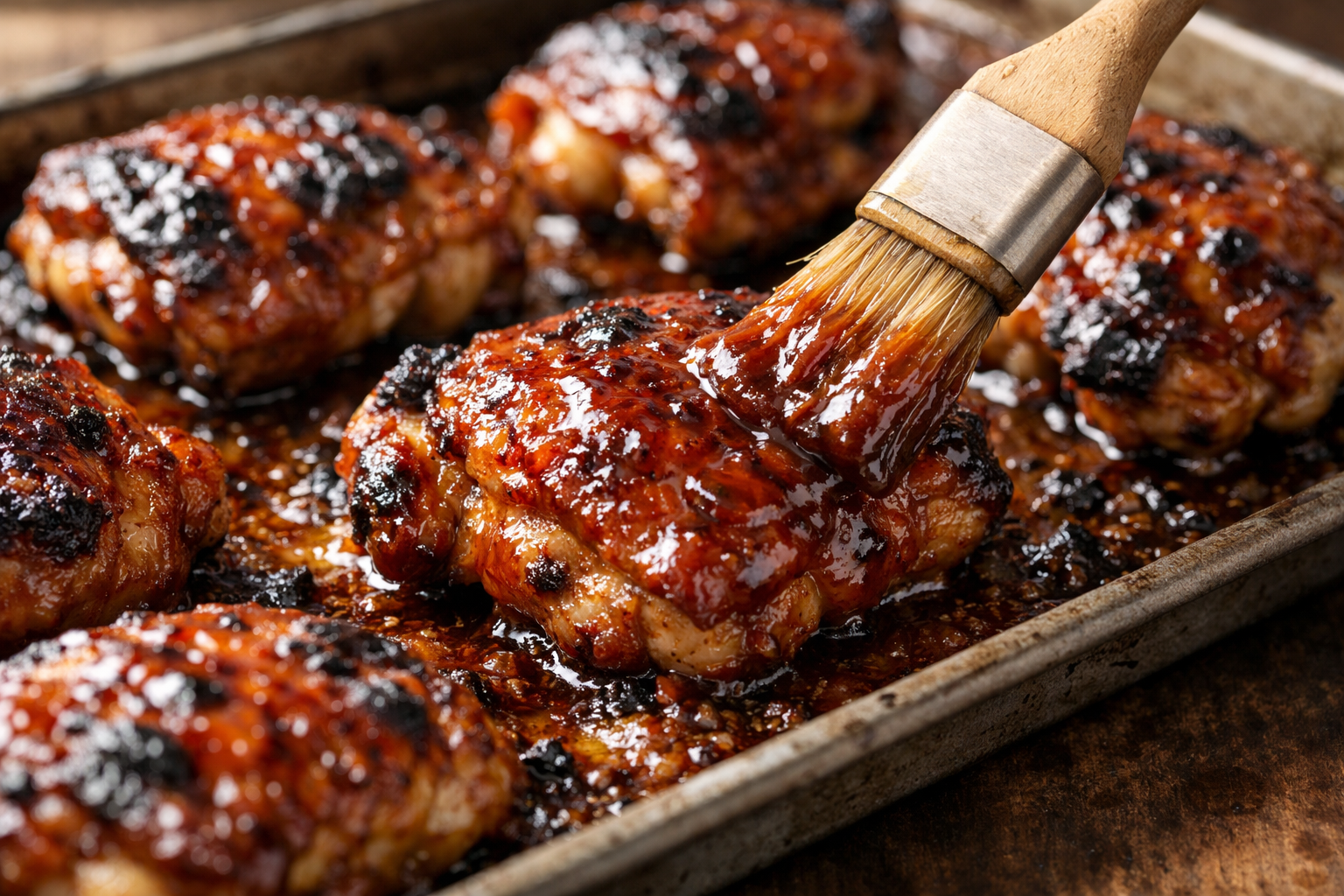 Oven-Baked BBQ Chicken Thighs with Sweet Corn Rice
