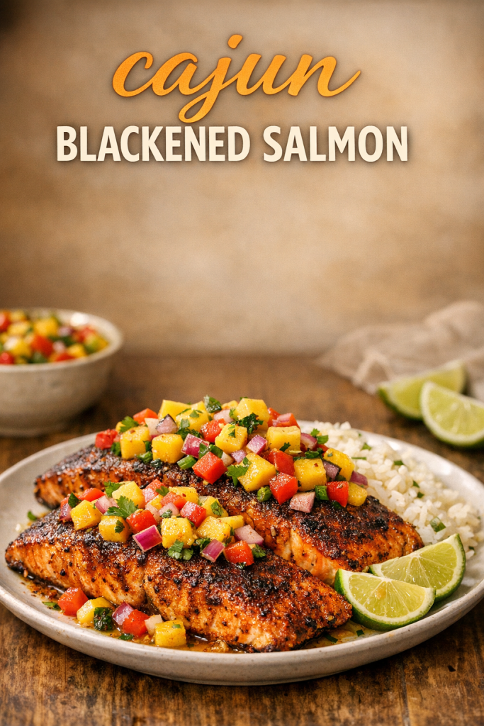30-Minute Cajun Blackened Salmon with Mango Salsa