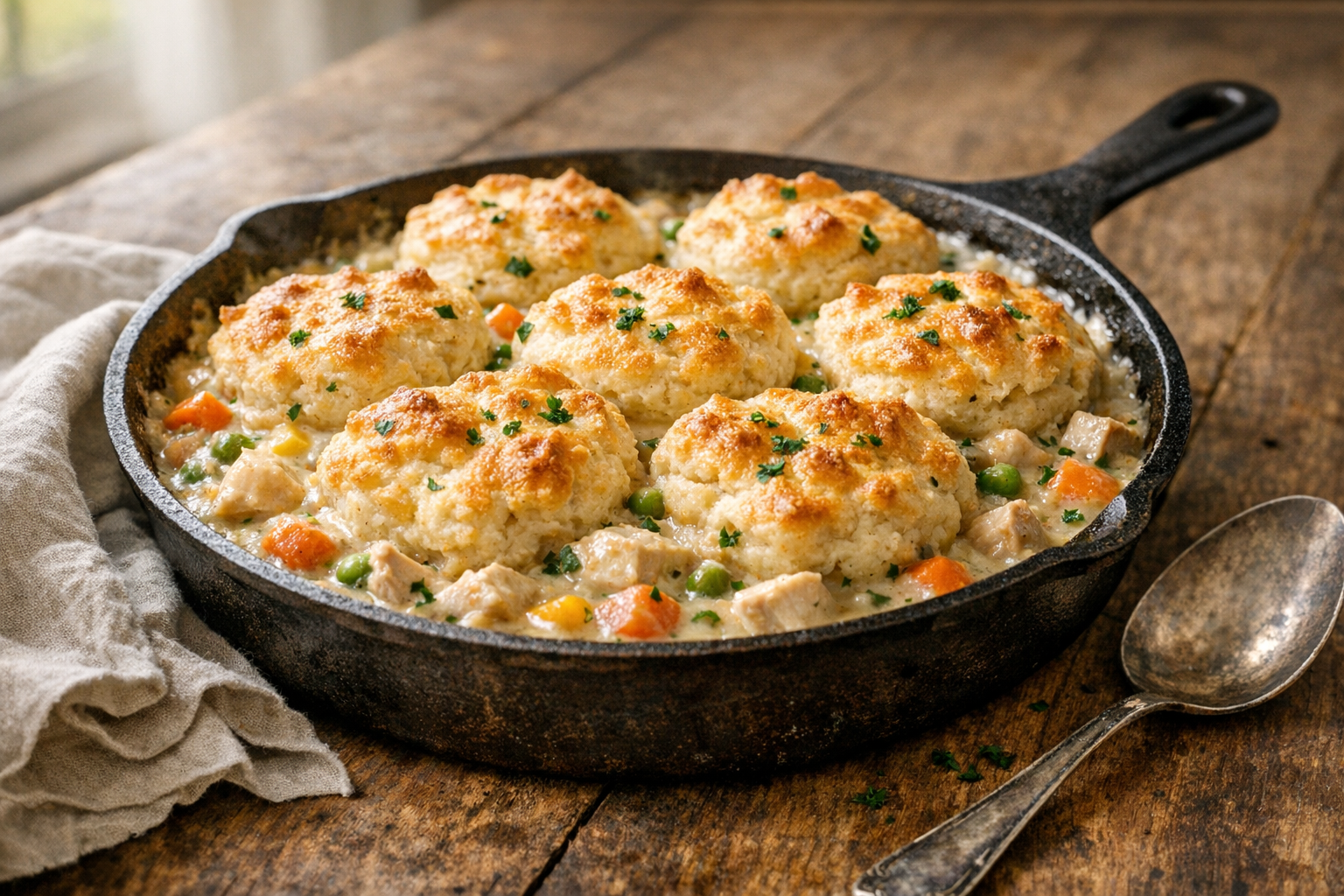 Rustic Chicken and Biscuit Skillet Bake Recipe