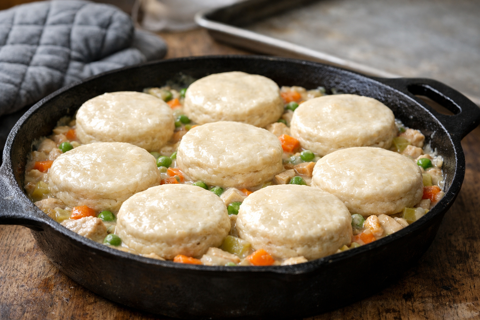 Rustic Chicken and Biscuit Skillet Bake Recipe