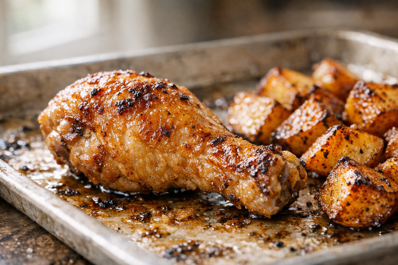 Crispy Oven Chicken Drumsticks with Paprika Potatoes