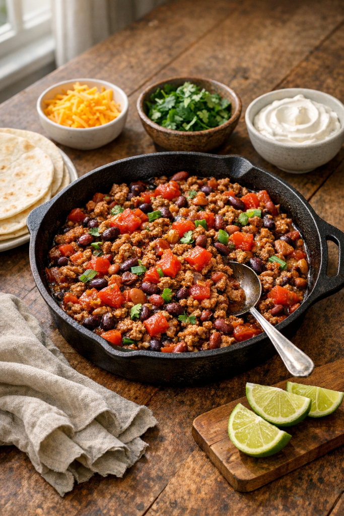 Budget-Friendly Beef and Bean Skillet with Tomatoes recipe