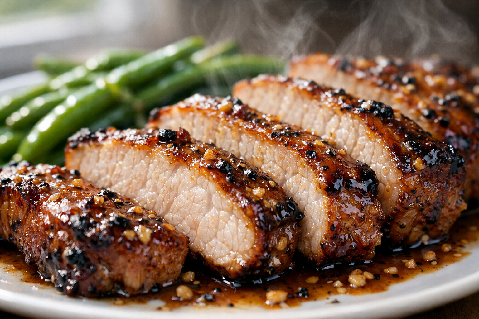 Sheet-Pan Pork & Green Beans with Dijon Glaze