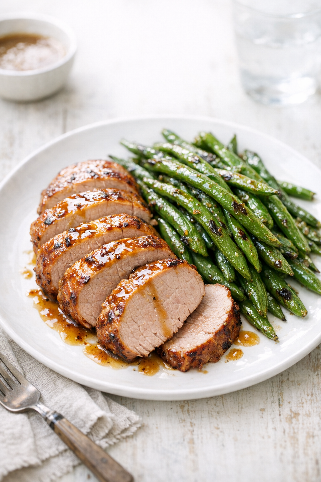Sheet-Pan Pork and Green Beans with Dijon Glaze recipe