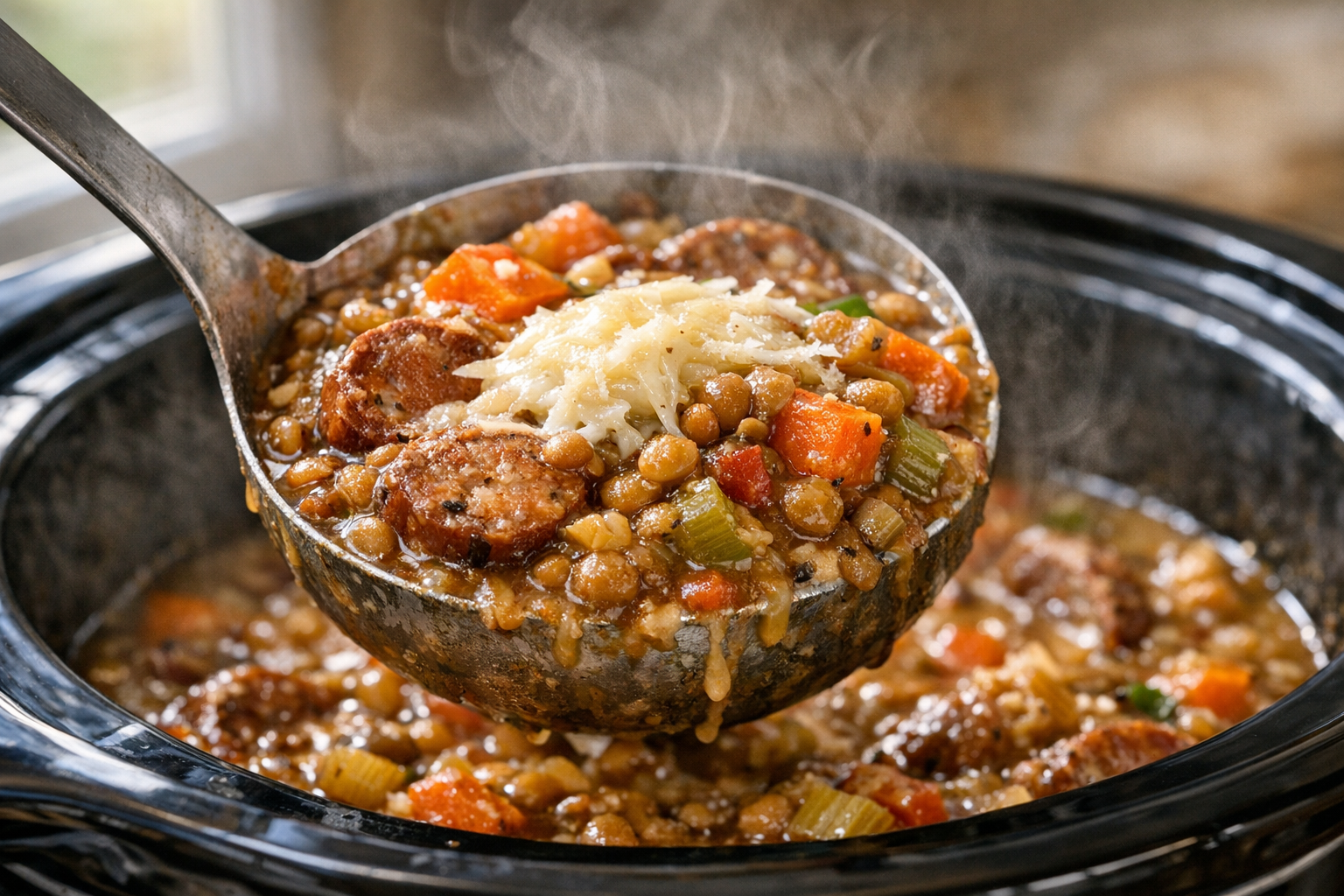 Slow Cooker Italian Sausage and Lentil Stew