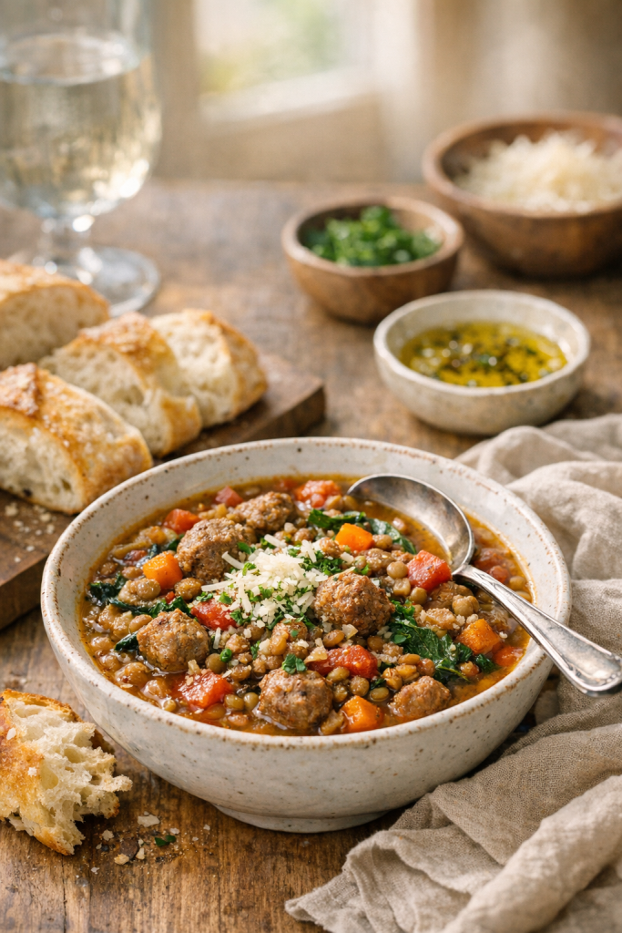 Slow Cooker Italian Sausage and Lentil Stew recipe