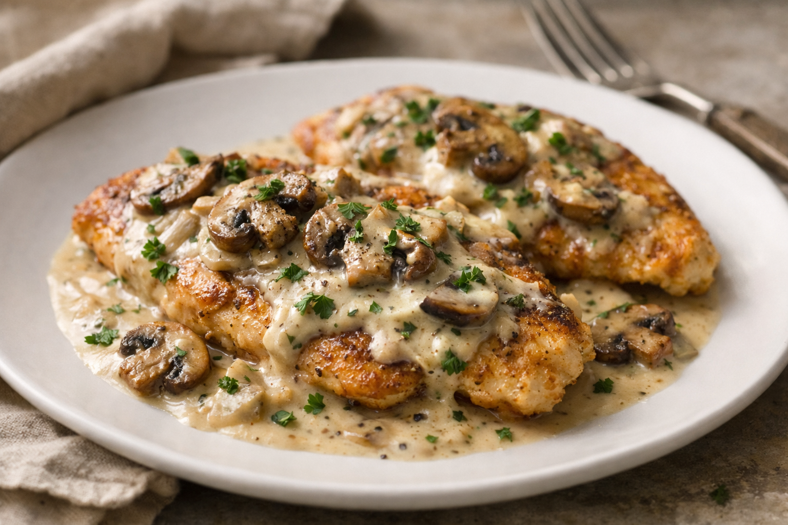 Skillet Chicken with Creamy Mushroom Sauce