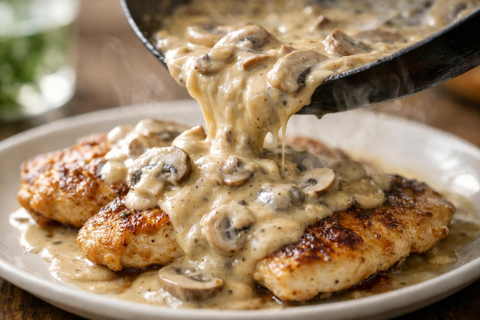 Skillet Chicken with Creamy Mushroom Sauce