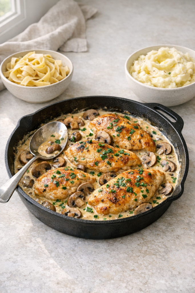 Skillet Chicken with Creamy Mushroom Sauce recipe