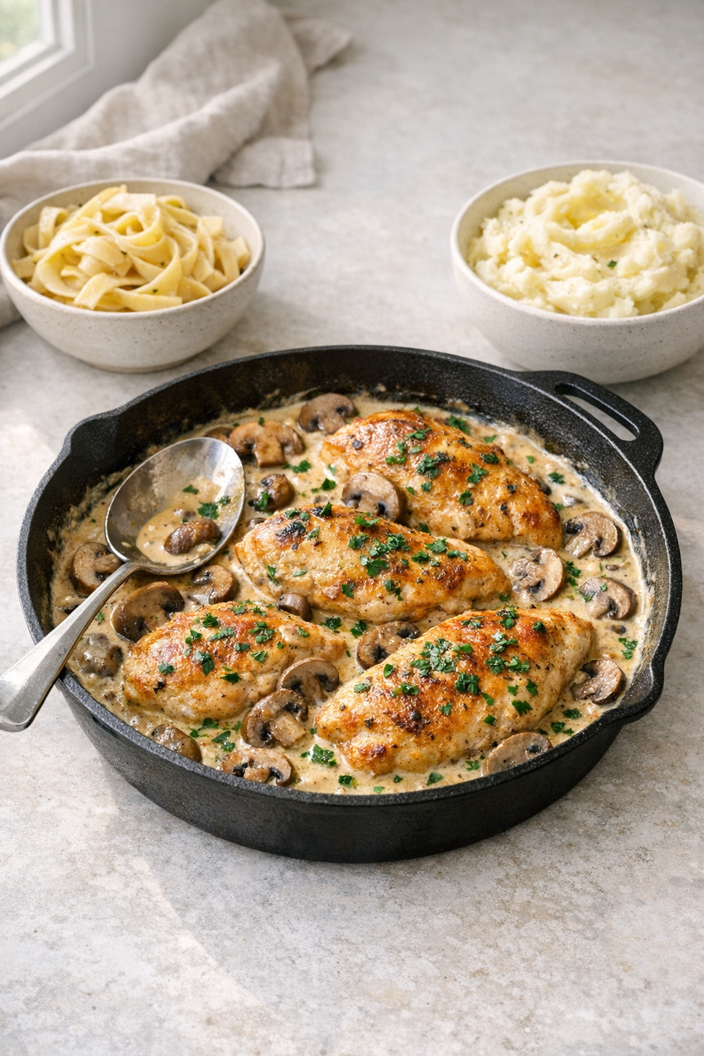 Skillet Chicken with Creamy Mushroom Sauce recipe