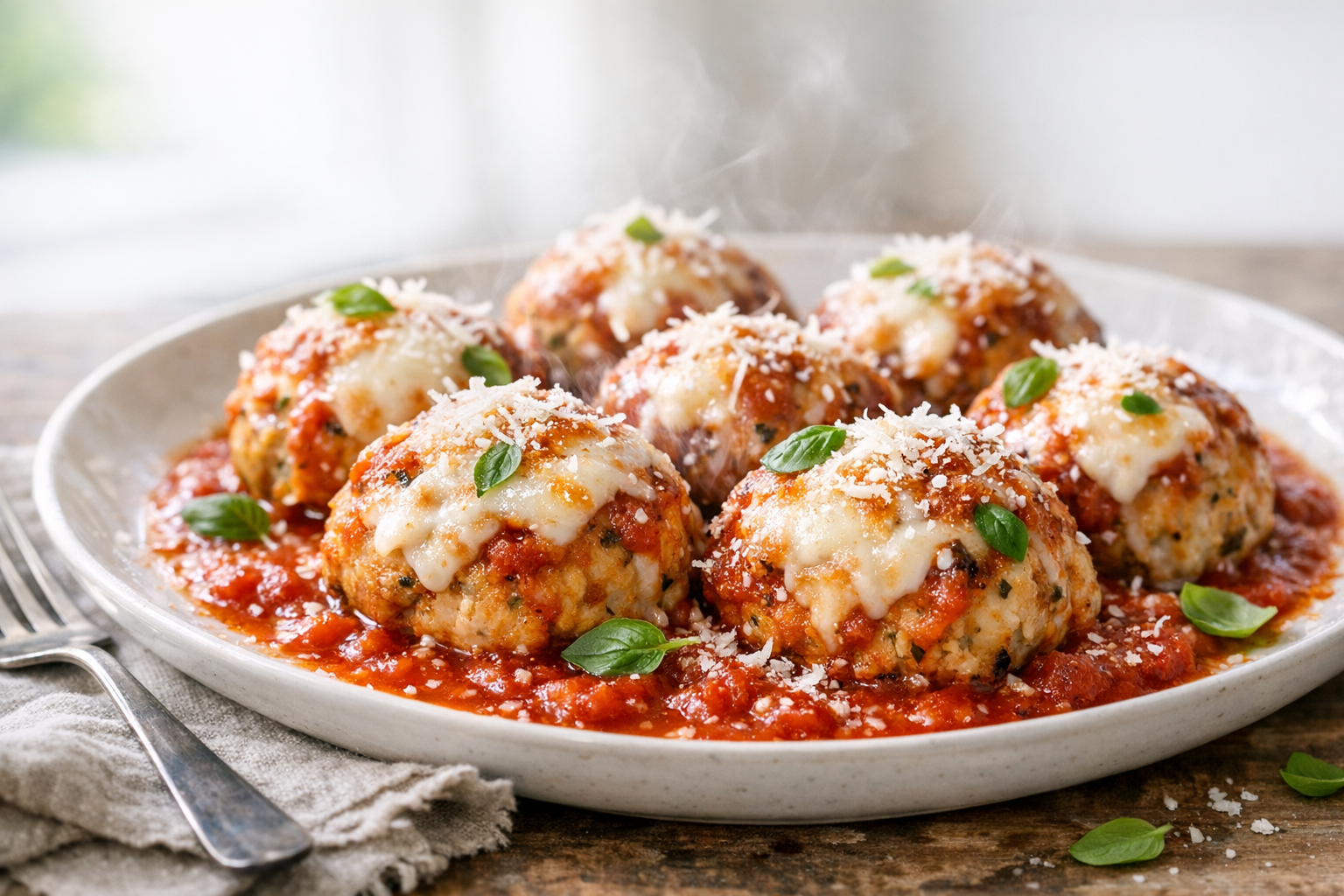 Oven-Baked Chicken Parmesan Meatballs (Easy!)