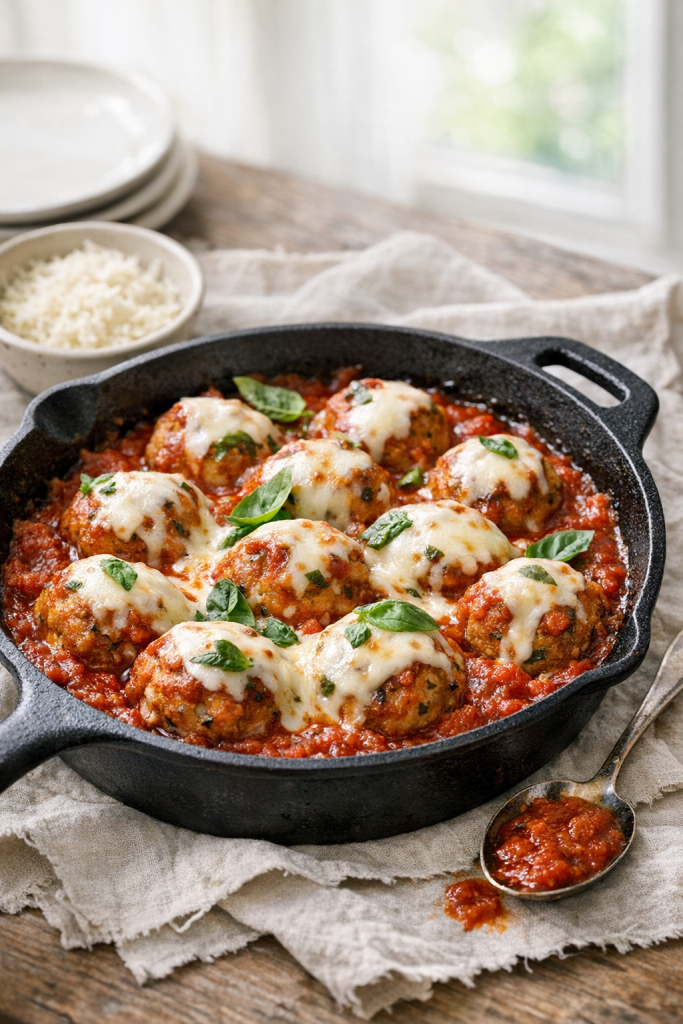 Oven-Baked Chicken Parmesan Meatballs recipe
