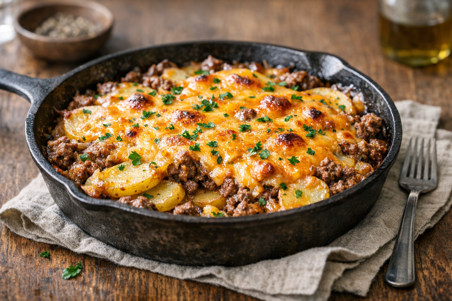 Family-Style Beef and Potato Skillet Bake Recipe
