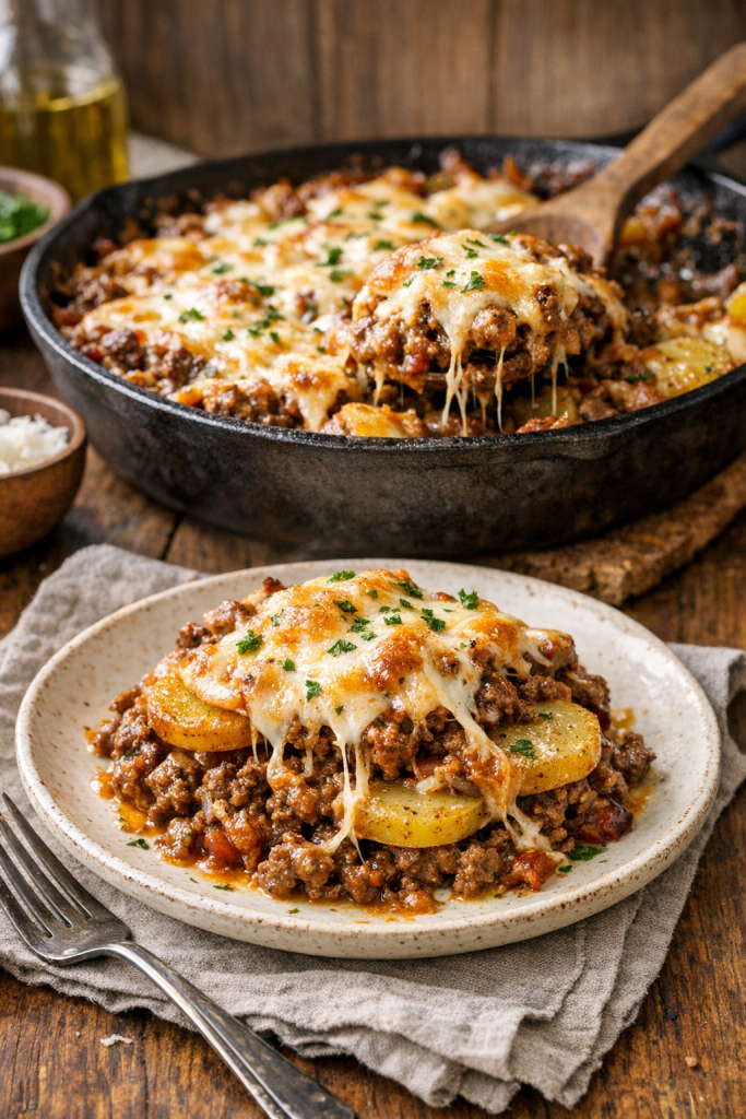Family-Style Beef and Potato Skillet Bake recipe