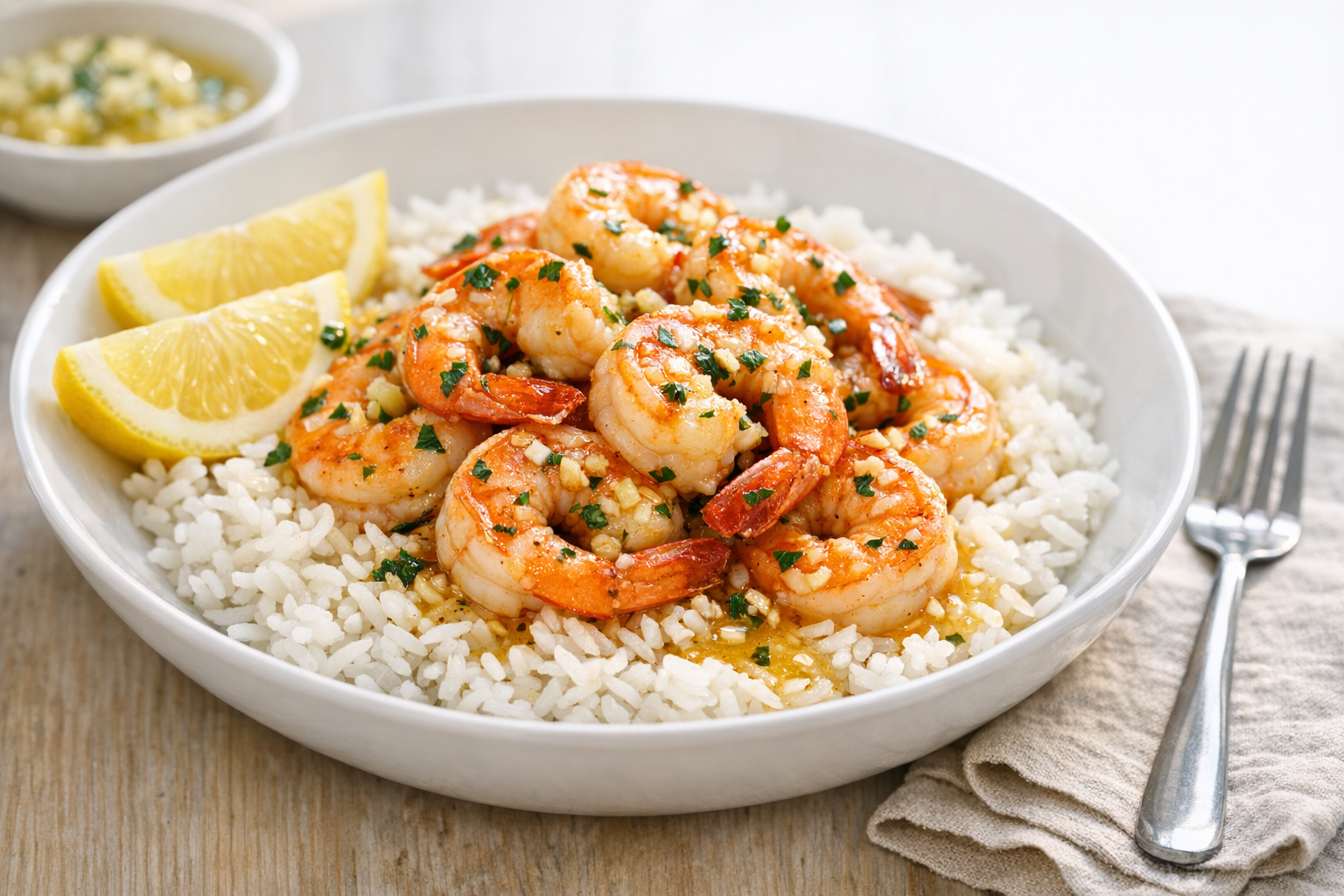 30-Minute Garlic Butter Shrimp with Rice