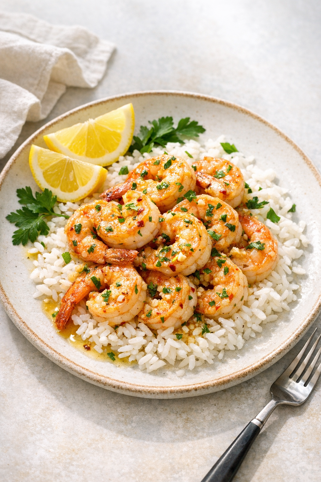 30-Minute Garlic Butter Shrimp with Rice recipe