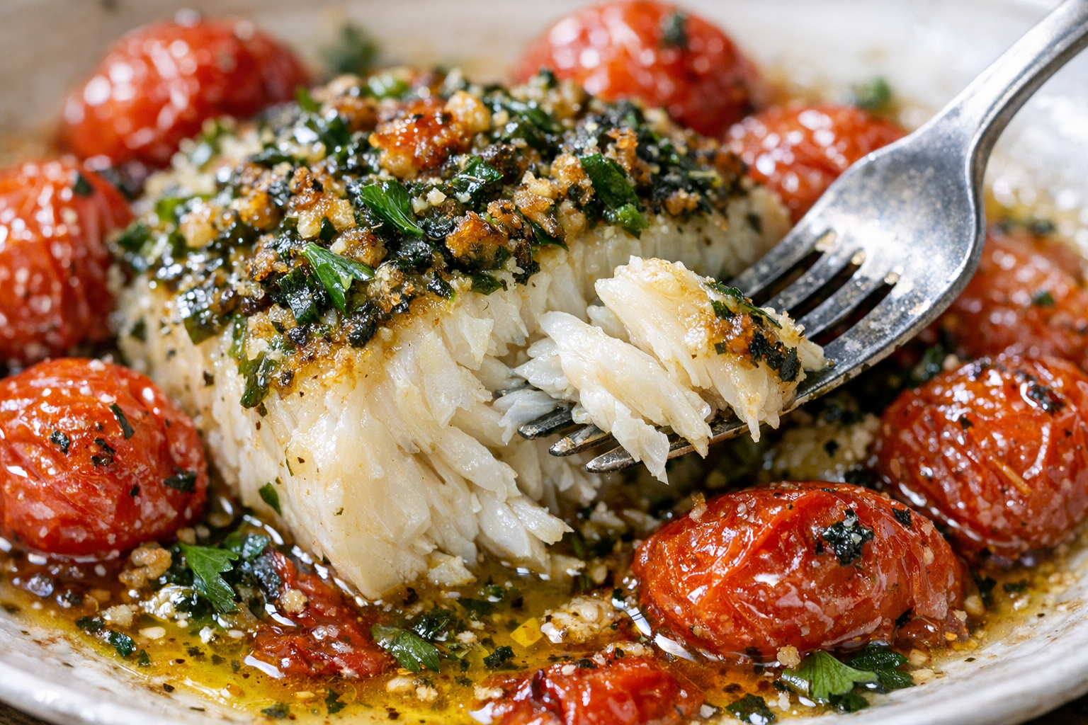 Healthy Baked Cod with Tomatoes & Herbs (Easy)