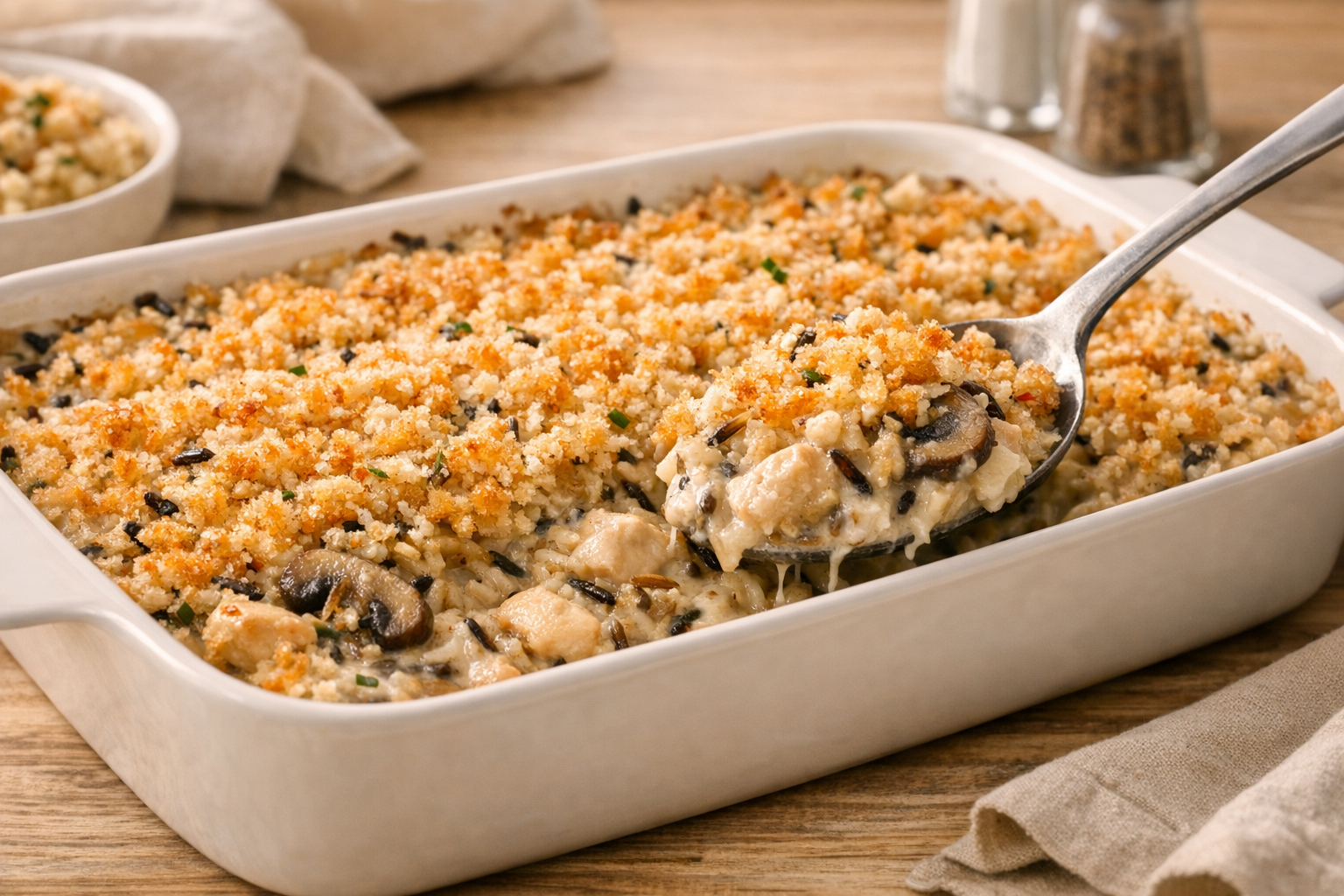 Creamy Chicken and Wild Rice Bake (Easy Casserole)