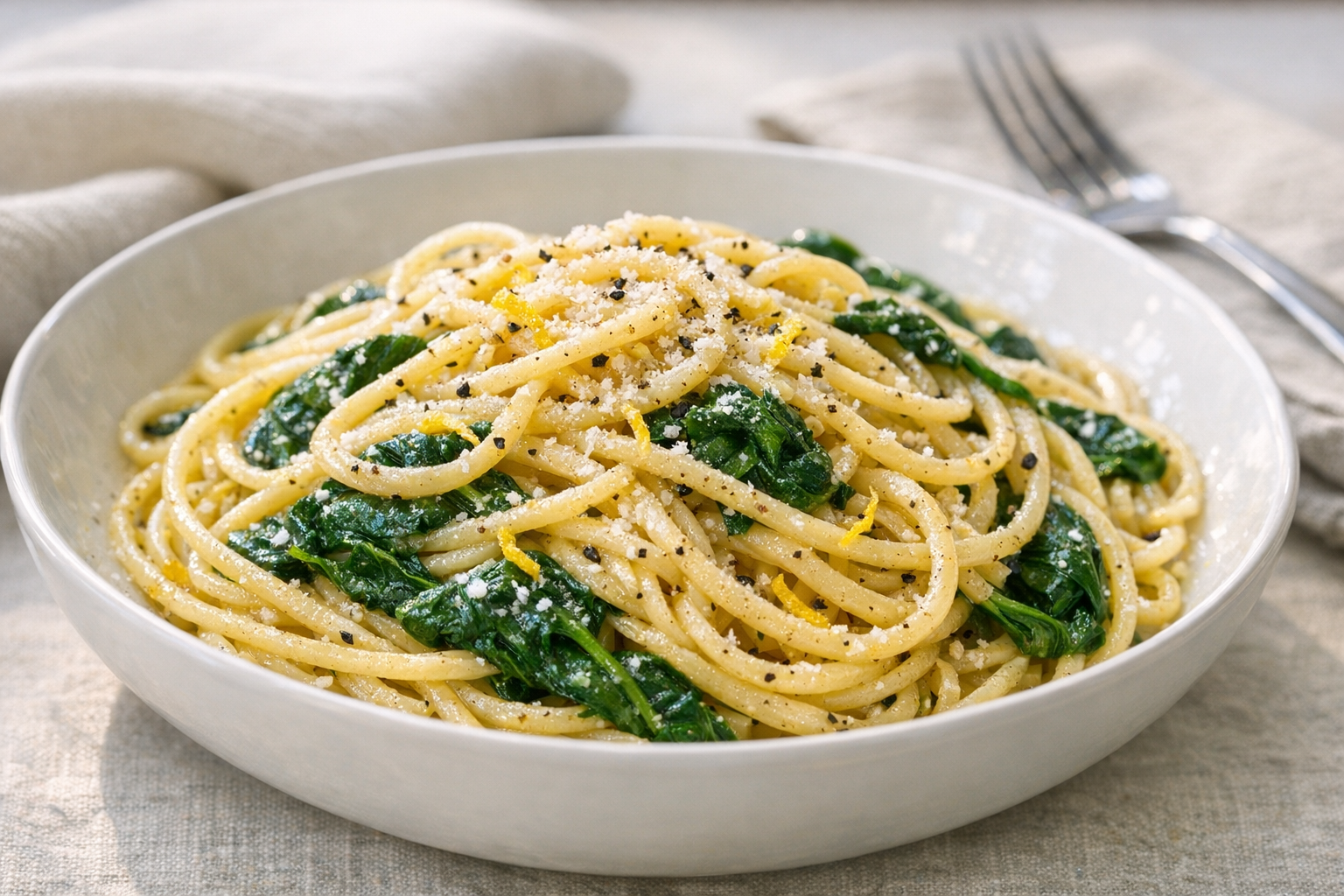 Skillet Garlic Butter Pasta with Spinach (20 Minutes)