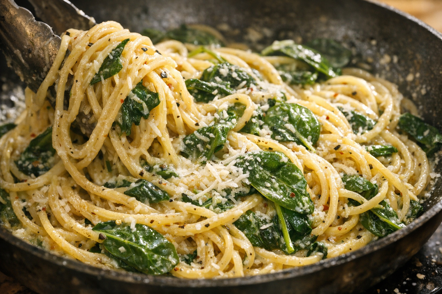 Skillet Garlic Butter Pasta with Spinach (20 Minutes)