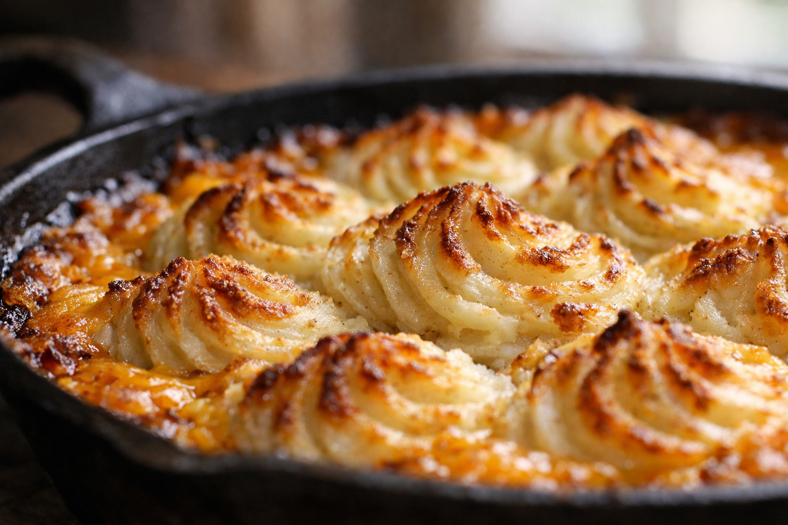 Beef and Cheddar Skillet Pie with Mashed Potatoes