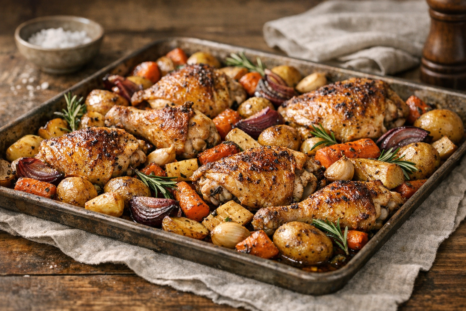Oven Chicken with Root Vegetables (Family-Style)