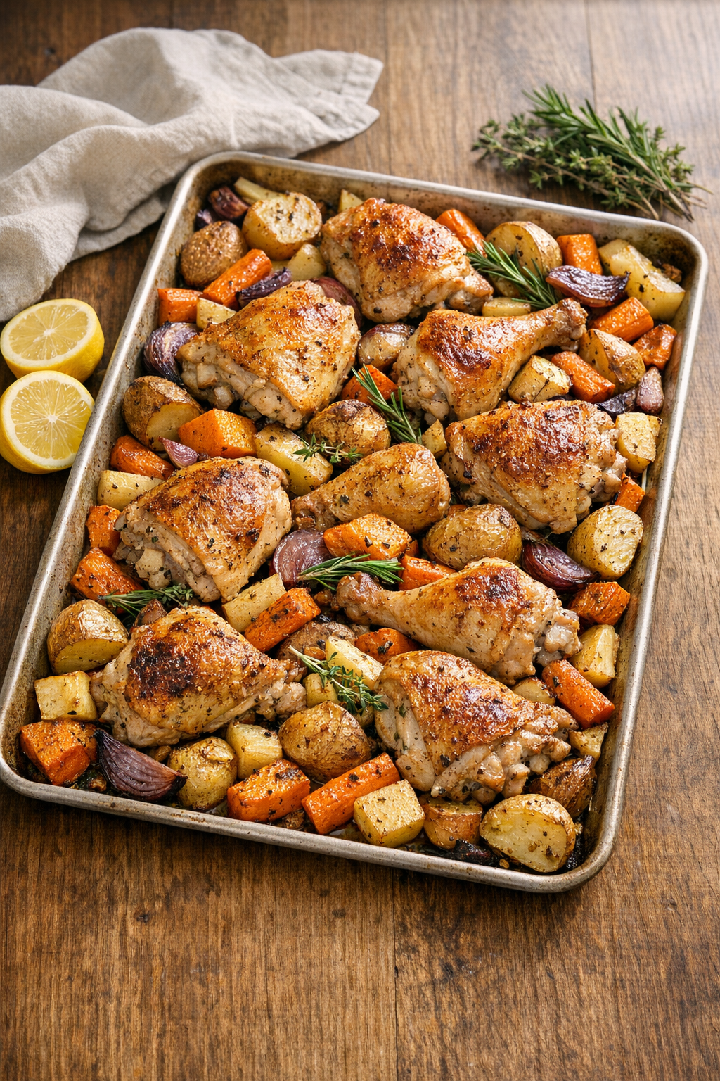 Family-Style Oven Chicken with Root Vegetables recipe
