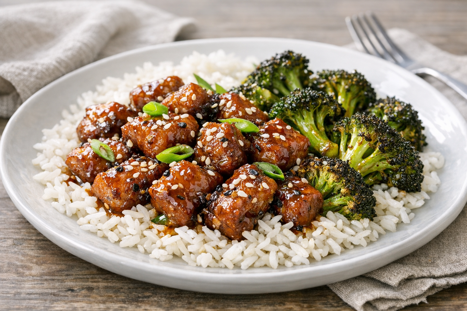 One-Pan Honey Garlic Pork with Roasted Broccoli