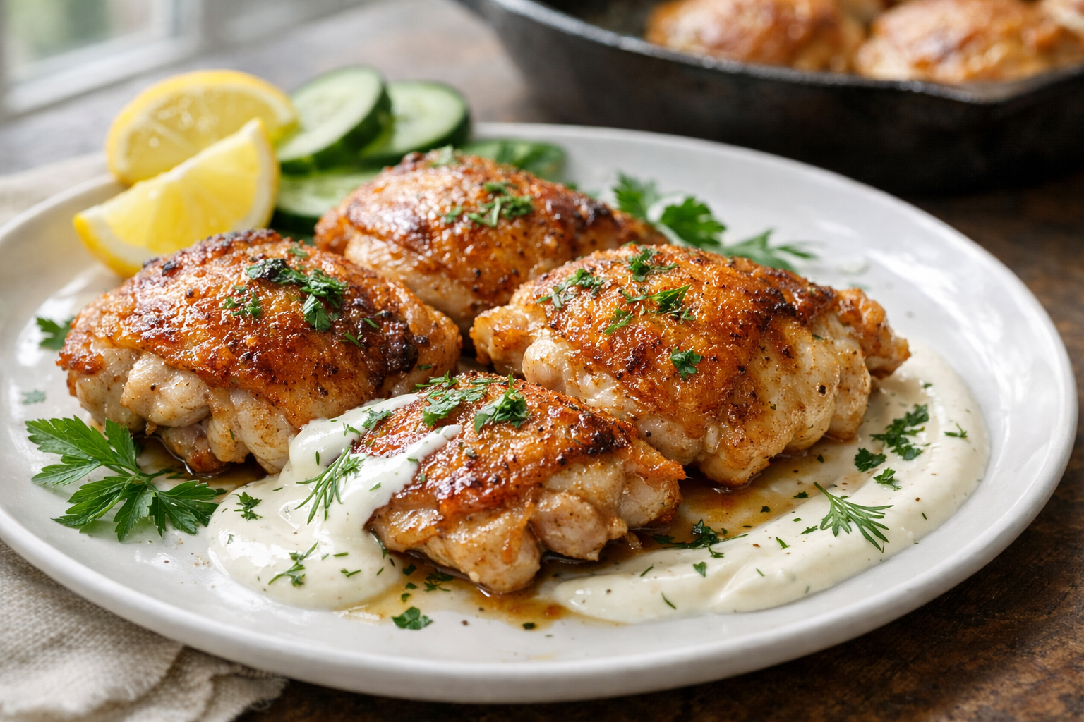 Pan-Roasted Chicken with Garlic Yogurt Sauce