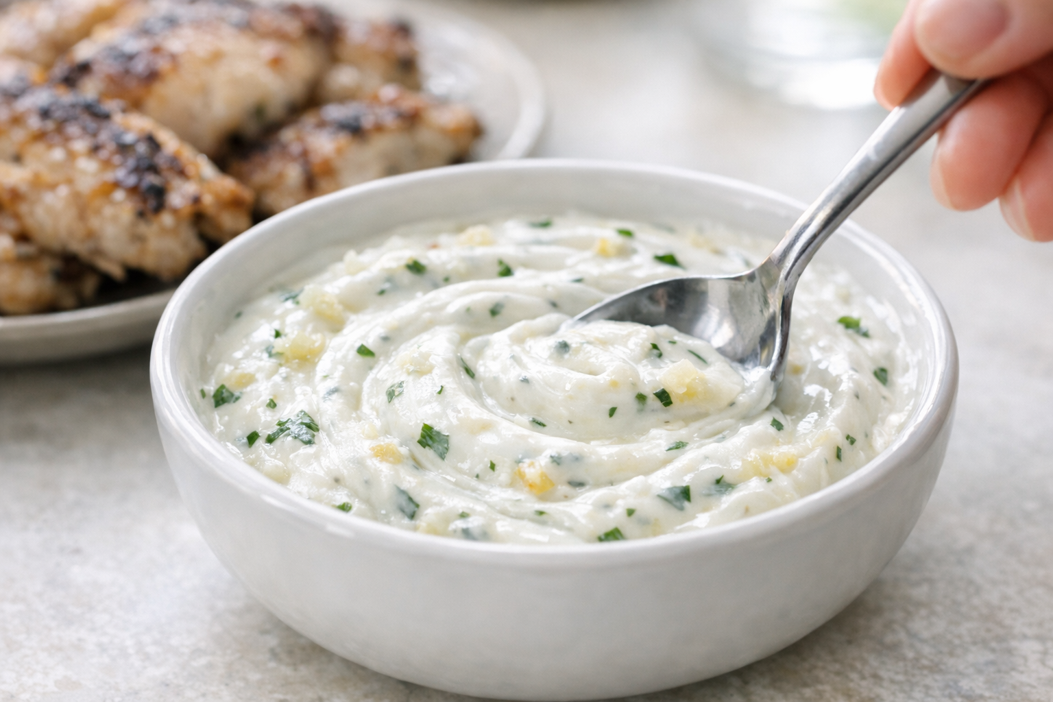 Pan-Roasted Chicken with Garlic Yogurt Sauce