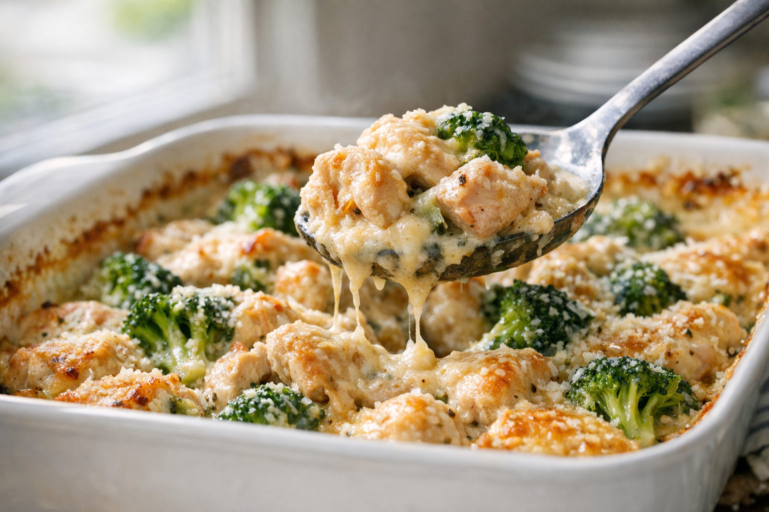 Oven-Baked Chicken and Broccoli (Light Cream Sauce)